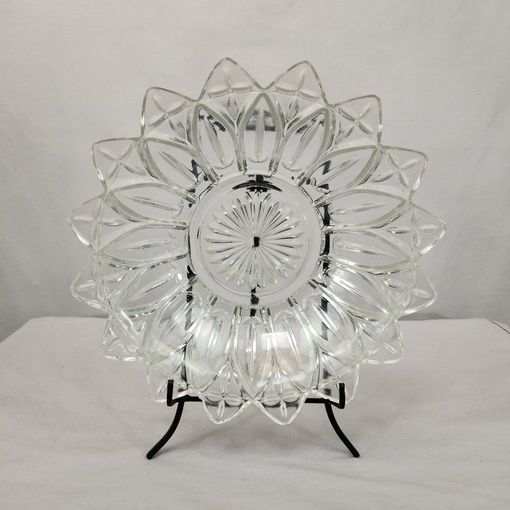 Vintage Federal Glass Petal Clear 10" Pressed Glass Bowl Pattern 2829 1960s